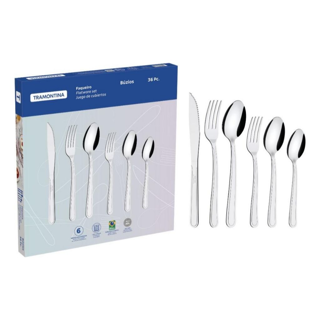Faqueiro Tramontina Aço Inox Buzios 36 Peças Conjunto De Talheres Tramontina Premium