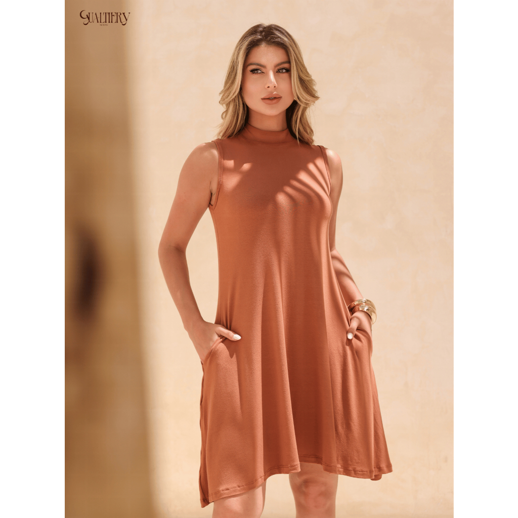 Vestido Feminino Rodado Soltinho Com Bolso Confortável Elegante Verão Natal Ano Novo em Oferta na Shopee
