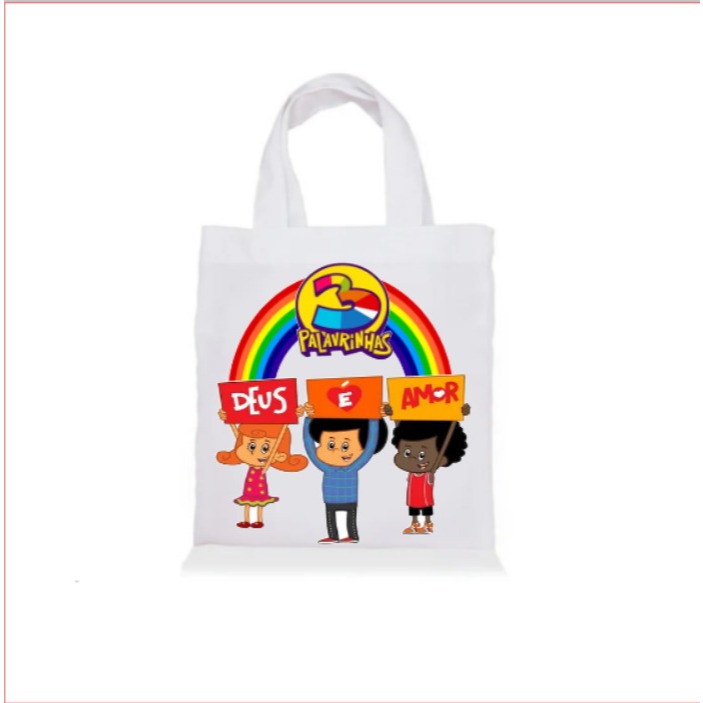 Sacolinha Ecobag Personalizada 3 PALAVRINHAS | Saquinho Surpresa | Lembrancinha Infantil