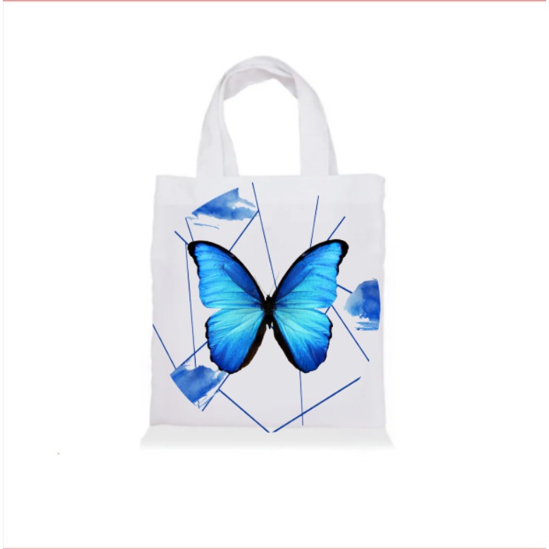 Sacolinha Ecobag Personalizada JARDIM DAS BORBOLETA AZUL | Saquinho Surpresa | Lembrancinha Infantil