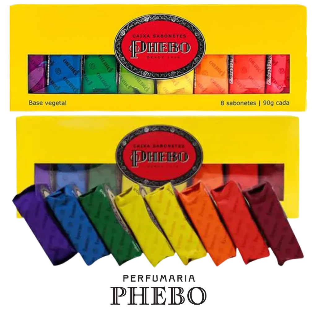 Kit Presente Sabonetes Phebo de Glicerina Fragrâncias Sortidas Caixa Amarela 8 Unidades 90g
