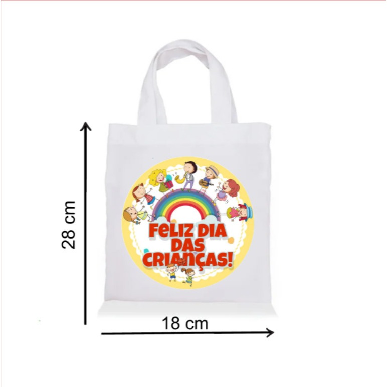 Sacolinha Ecobag Personalizada FELIZ DIA DAS CRIANÇAS | Saquinho Surpresa | Lembrancinha Infantil