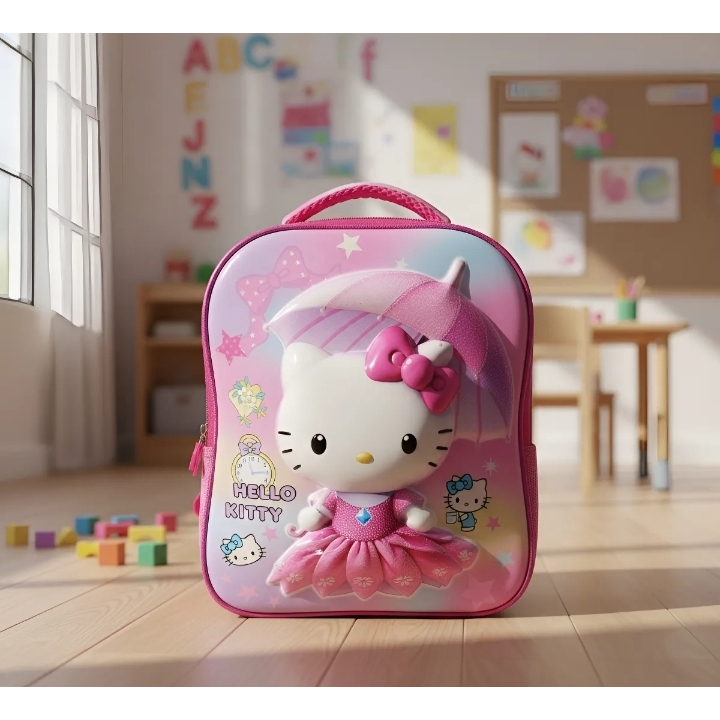 Mochila Creche Menina Em 3d Alto Relevo Impermeável !!! Frozen Barbie Hello Kitty Princesas Skye Sofia Unicórnio