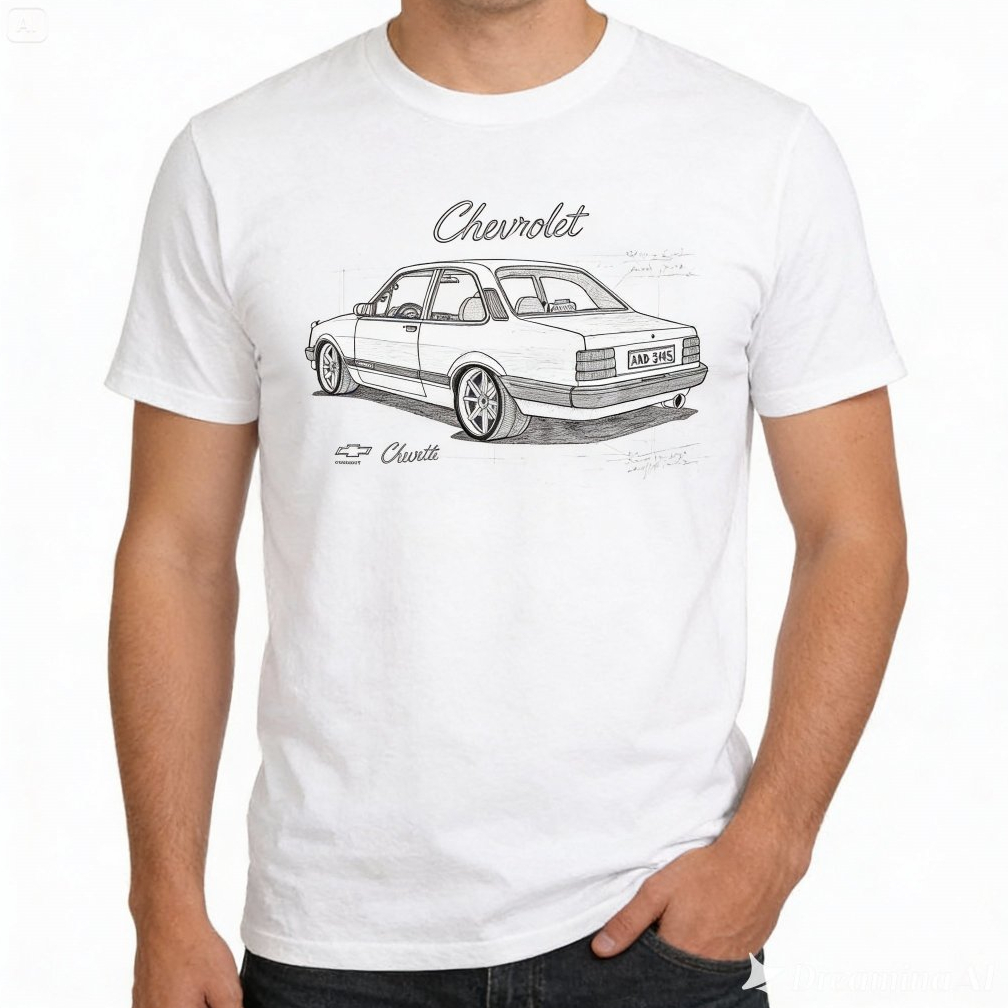 camiseta chevette malha algodão 30.1 estampada DTF