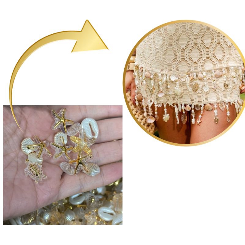 Miçangas Kit Entremeio Pingente para crochê  Bordado Mix FUNDO DO MAR 50gramas Dourado/Pérola aplicação Biquíni Cropped em Oferta na Shopee