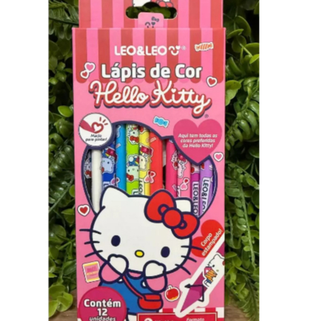 Lápis de Cor Hello Kitty 12 Cores Triangular - Leonora em Oferta na Shopee