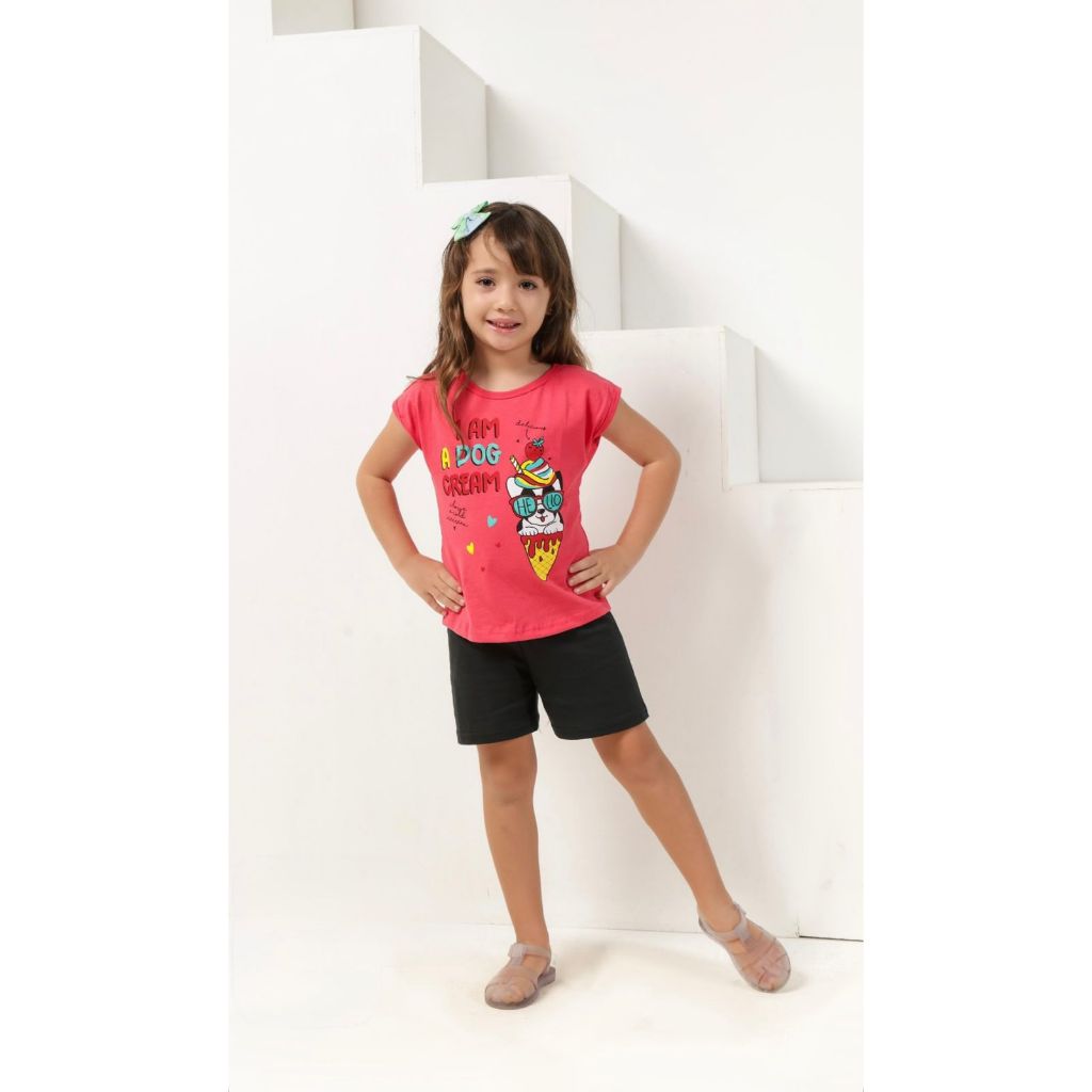 Kit 10 Conjunto Roupas Infantil Menina Feminino 5 Camisetas + 5 Bermudas Conjuntos Tamanho 02 ao 06