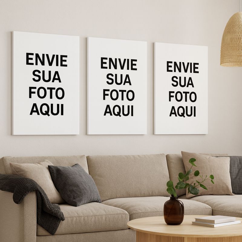 Jogo 3 quadros personalizados envie sua imagem como desejar 20x30 ou 15x20