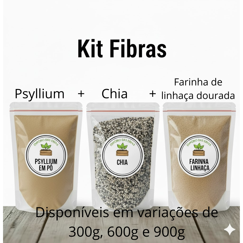 Kit Mix De Fibras Naturais Psyllium + Chia + Linhaça em Oferta na Shopee