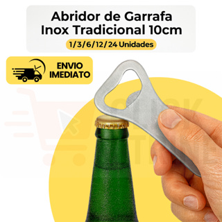 Abridor de Garrafa Inox Tradicional 10cm com 1/3/6/12 ou 24 Unidades Cerveja Refrigerante Bar Cozinha em Oferta na Shopee