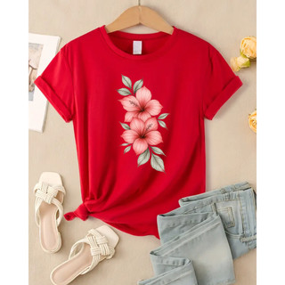 Camiseta Feminina Vermelha Basica Algodao Confortavel Blusa Natal Camisa Lancamento Promocao
