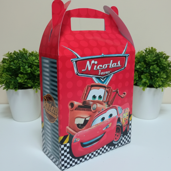 10 Caixinha Surpresa Personalizadas Para Festa TAMANHO P - CARROS- Maletinha - Lembrancinha de festa barata