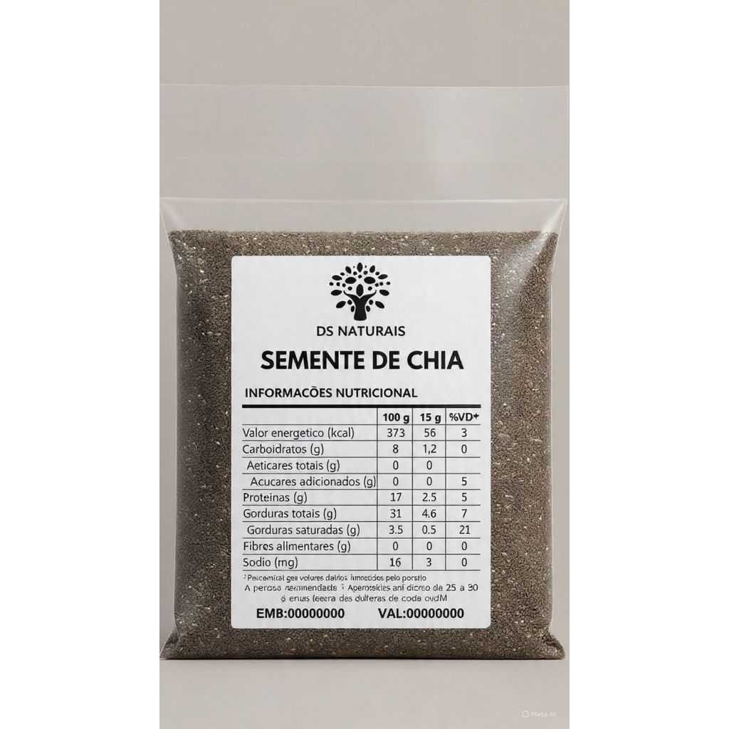 SEMENTE DE CHIA 100% NATURAL - 1KG - 500G - 250G em Oferta na Shopee