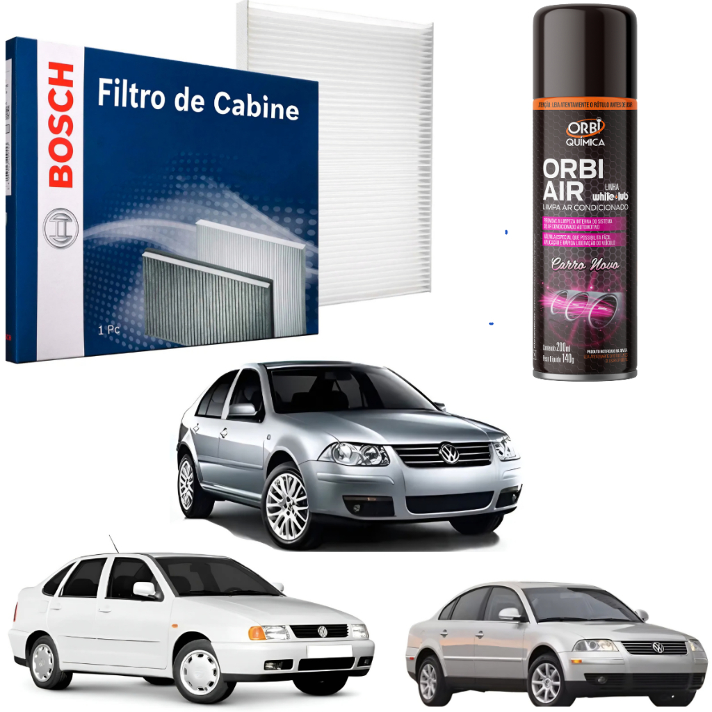Filtro Ar Condicionado Cabine POLO CLASSIC 1.8 - BORA 2.0 - PASSAT 2000 até 2005 + Higienizador