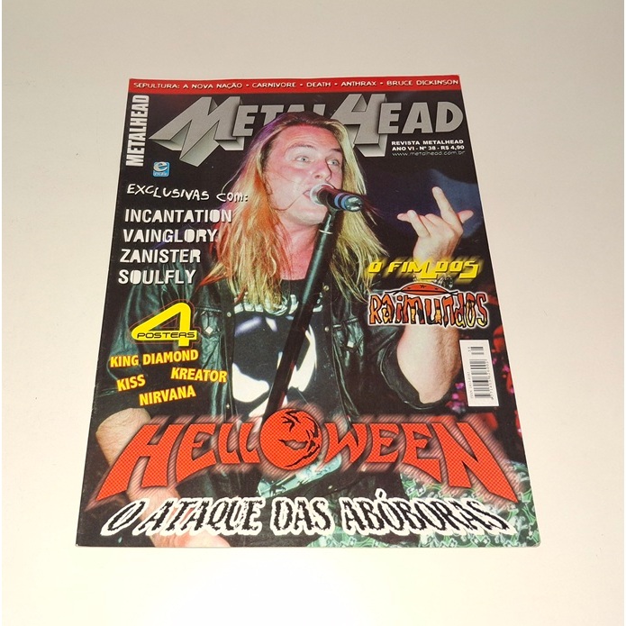 Revista Metal Head 38 - Helloween Raimundos Ramones Nirvana Kiss Guns n'Roses King Diamond Sepultura