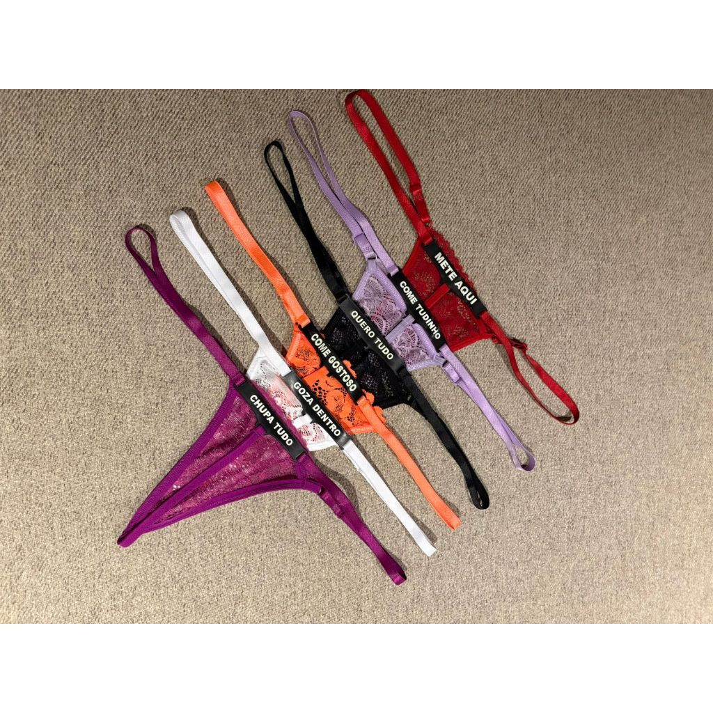 Tanga Fio Dental Renda com Frases Provocantes Brilha no Escuro Reguláveis Cores Variadas em Oferta na Shopee