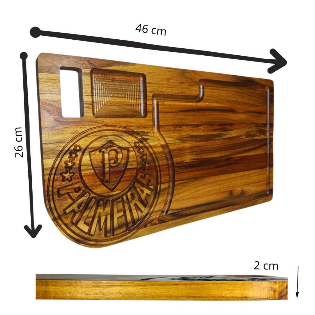 Tábua De Churrasco Palmeiras Personalizada com seu Nome em Madeira Teca Premium Palmeiras Natural