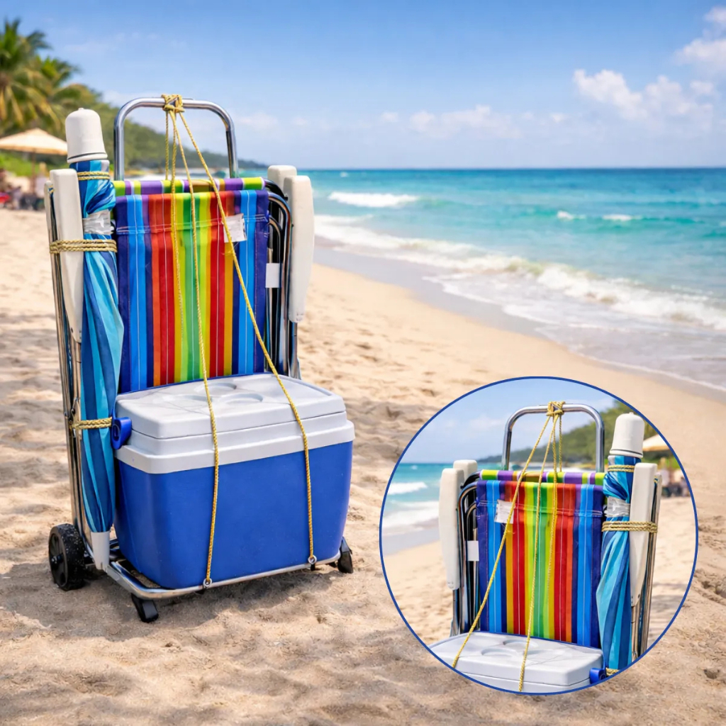 Carrinho De Mão Dobrável Bagagem Maleiro Carga Cooler Caixa Térmica Feira Sacoeira Praia até 65 Kg em Oferta na Shopee