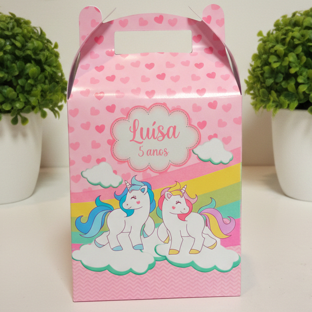 10 Caixinha Surpresa Personalizadas Para Festa TAMANHO P - TEMA UNICÓRNIO- Maletinha - Lembrancinha de festa barata