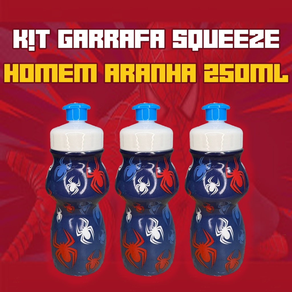 Kit de 5 a 30 Garrafinhas Squeeze estampa Spider Aranha – Brindes Lembrancinhas Festa Escolar 🕷️ em Oferta na Shopee