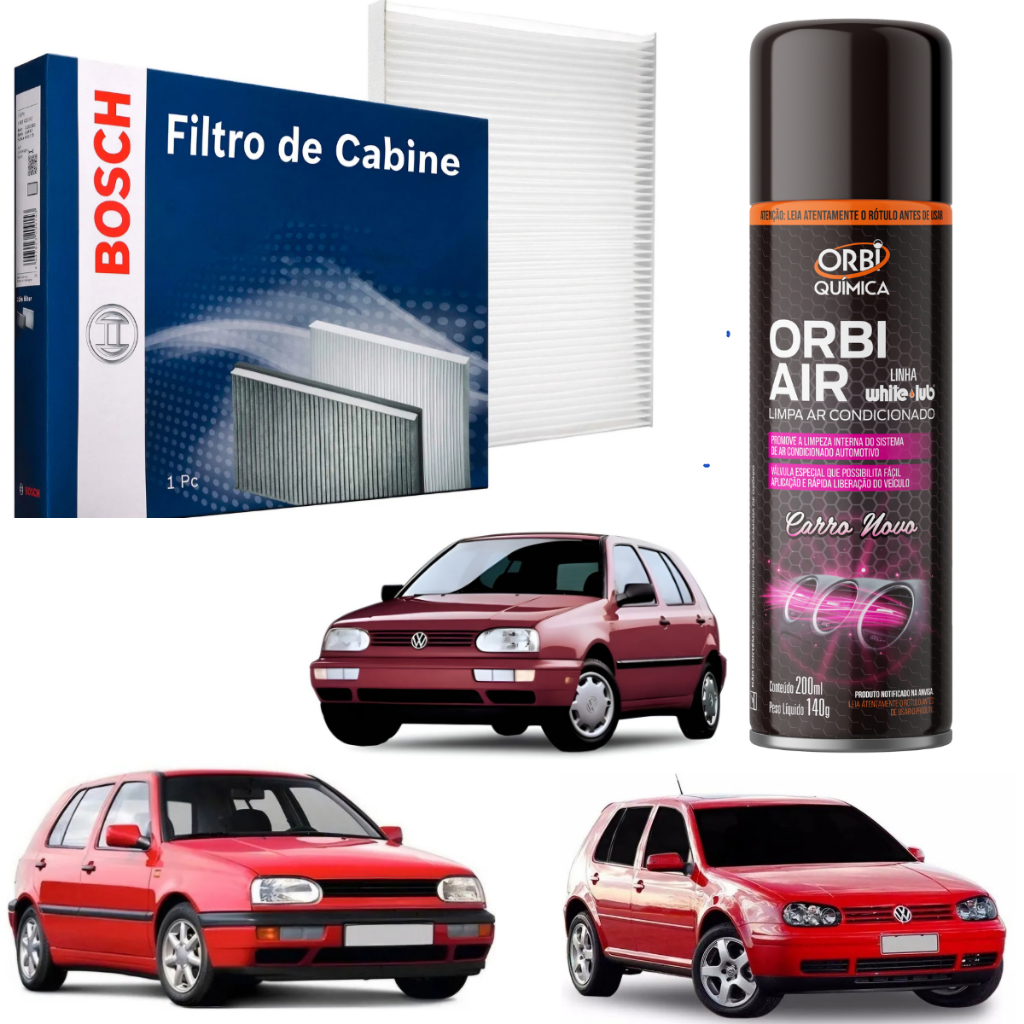 Filtro Ar Condicionado Cabine Bosch GOLF 1.6 1.8 2.0 1994 1995 1996 1997 1998 a 2007 + Higienizador