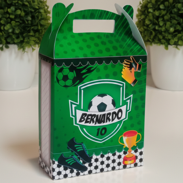 10 Caixinha Surpresa Personalizadas Para Festa TAMANHO P - TEMA FUTEBOL- Maletinha - Lembrancinha de festa barata
