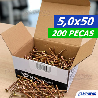 200 Parafuso Para Madeira 5,0x50 Philips Chipboard Cabeça Chata 5x50 5.0x50 em Oferta na Shopee