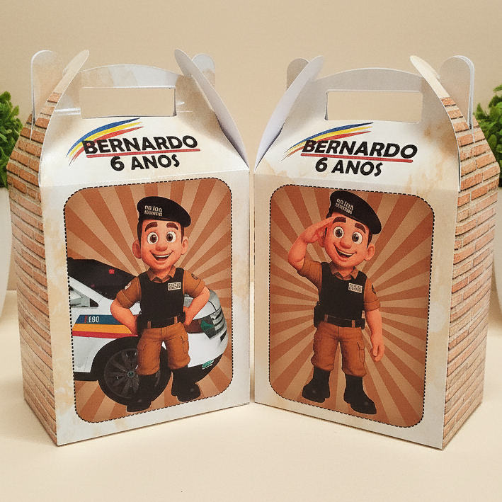 10 Caixinha Surpresa Personalizadas Para Festa TAMANHO P -FESTA TEMA POLÍCIA - Maletinha - Lembrancinha de festa barata