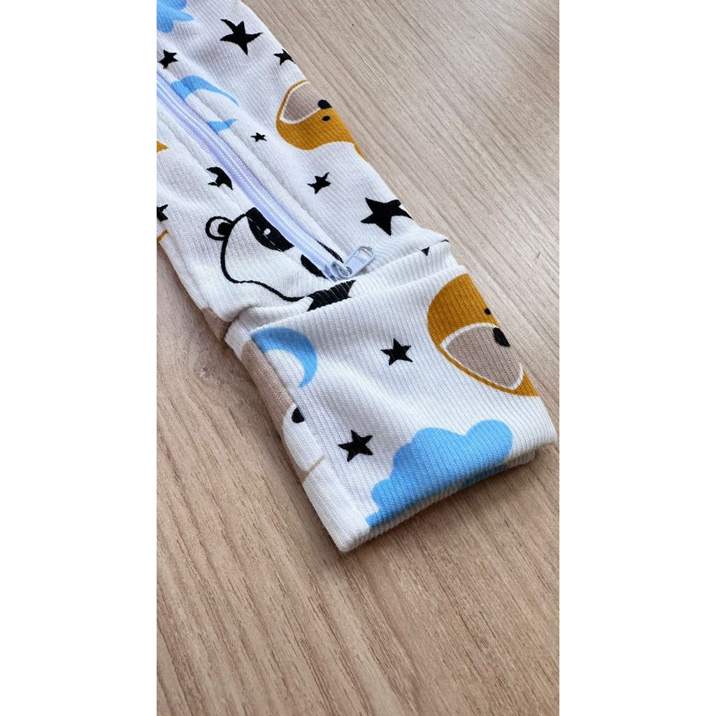 Macacâo canelado raposa dourada  bebe canelado vira pé dois cursores raposa dourada,bebê,infatil,criança,algodão