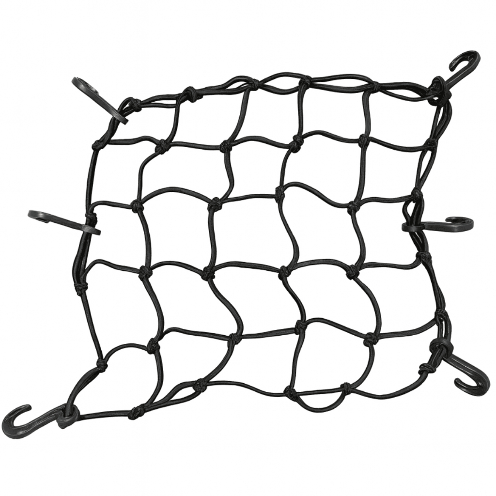 REDE ELÁSTICA ARANHA 35x35 P/ CAPACETE E BAGAGEIRO DE MOTO GANCHOS REFORÇADOS