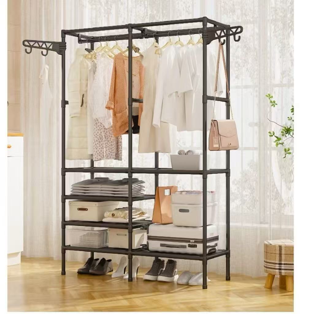 Guarda Roupa Portatil Arara Multifuncional Desmontavel Arara De Roupa Cabideiro Chão Sapateira Rack Top