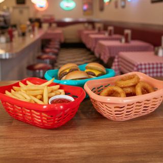 Kit 10 Cestinhas Plástico Para Servir Lanchonete Lavanderia Cesto Porções Lanches Pastel Prendedores em Oferta na Shopee