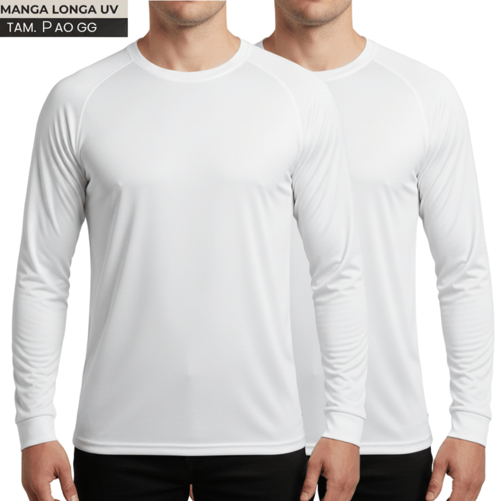Kit 2 Camisas Térmicas Masculinas Proteção Solar UV 50+ Manga Longa Segunda Pele Gelada