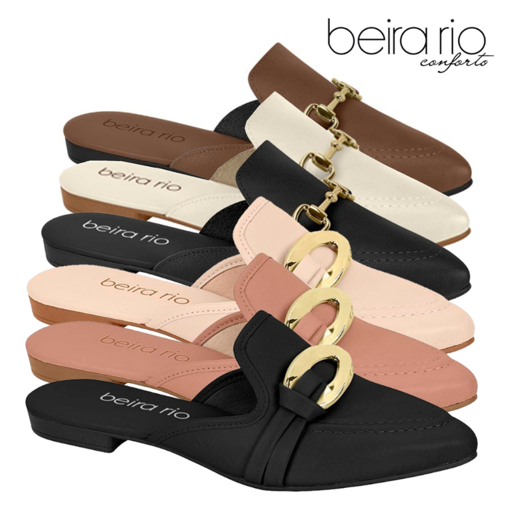 Sapato Femino Mule Beira Rio Fivela Calce Facil Dia a Dia Confortável Original em Oferta na Shopee