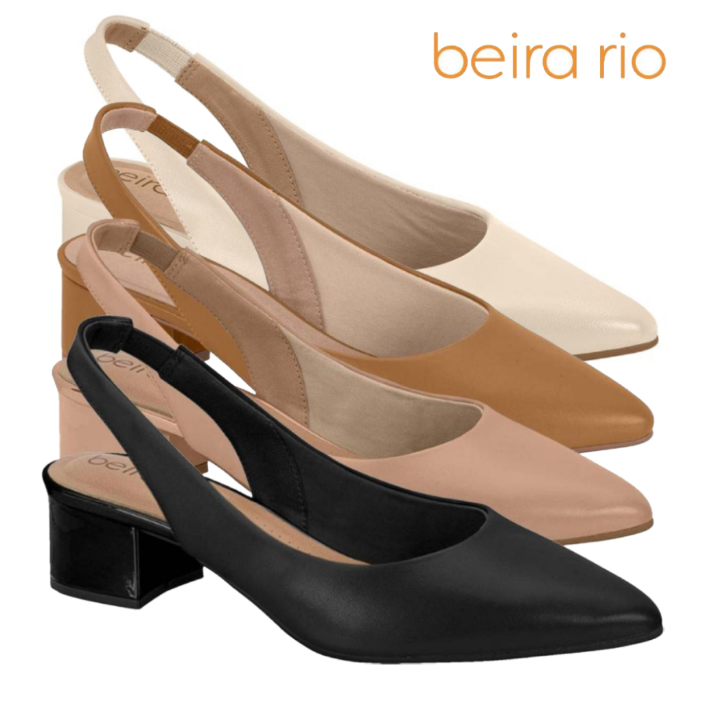 Sapato Scarpin Feminino Beira Rio Salto Bloco Grosso Baixo Calce Fácil Elegante Confortável Original em Oferta na Shopee