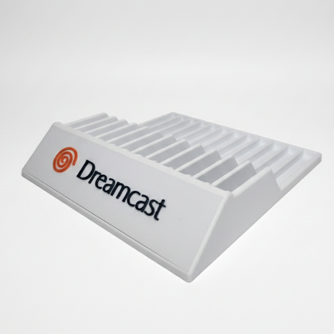 Suporte para 12 Jogos Dreamcast Personalizado em Impressão 3D – Porta Jogos Gamer Retro – Organizador de Games com Logo
