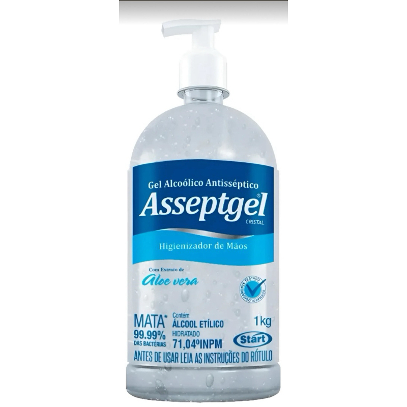 Álcool em Gel Asseptgel Cristal 420g com Ação Antisséptica e Hidratação