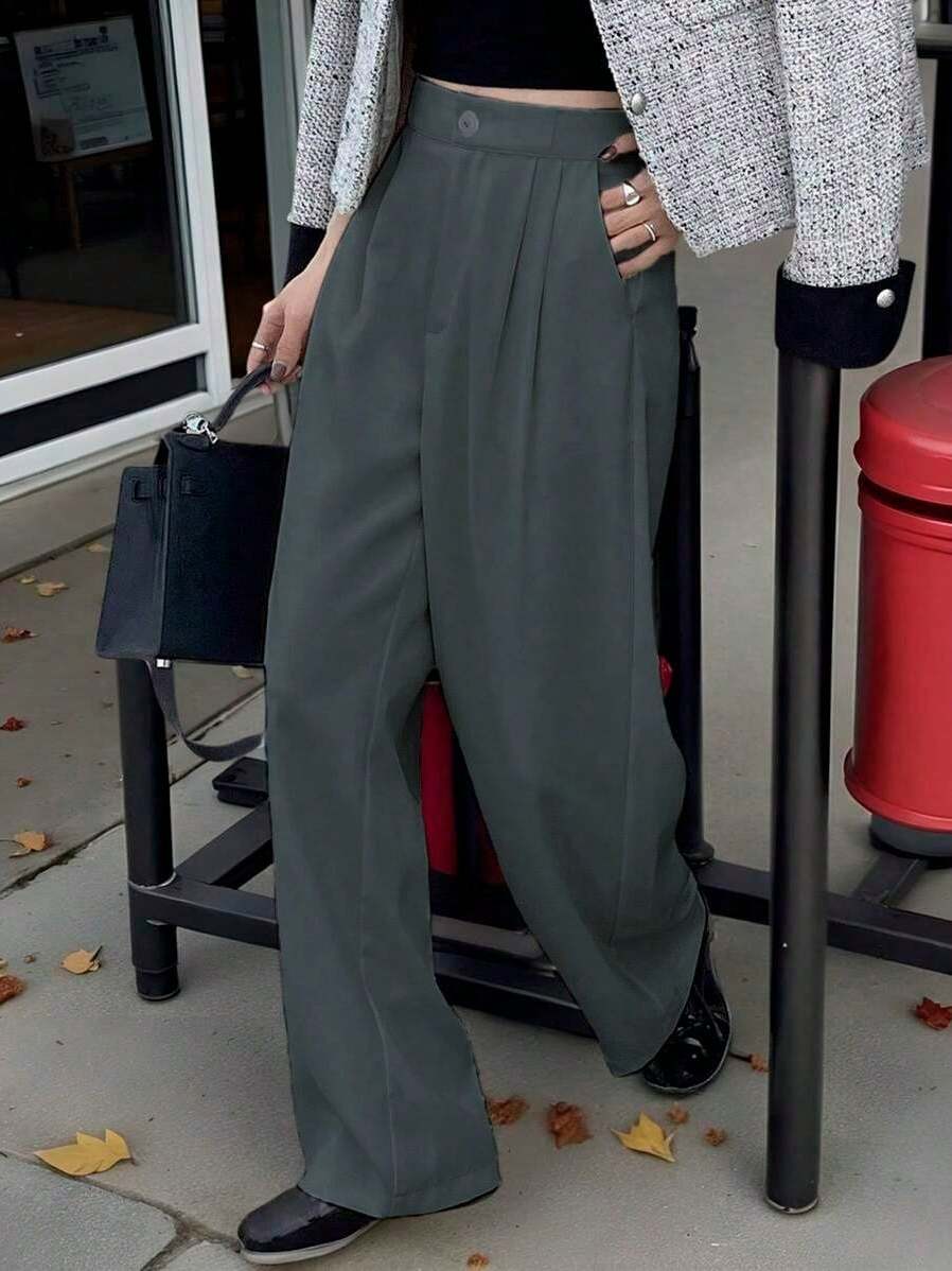 SV Calça Pantalona Lisa Alfaiataria Wide Leg - Estilo Moderno Elegante | Versátil para Formal