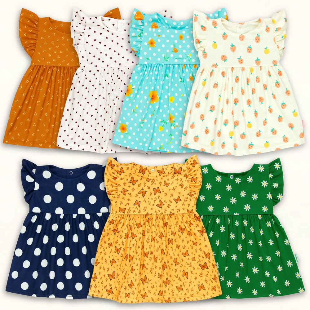 Vestido de Verão em Tricoline para Bebê Menina Estampado Leve até 12 Meses em Oferta na Shopee