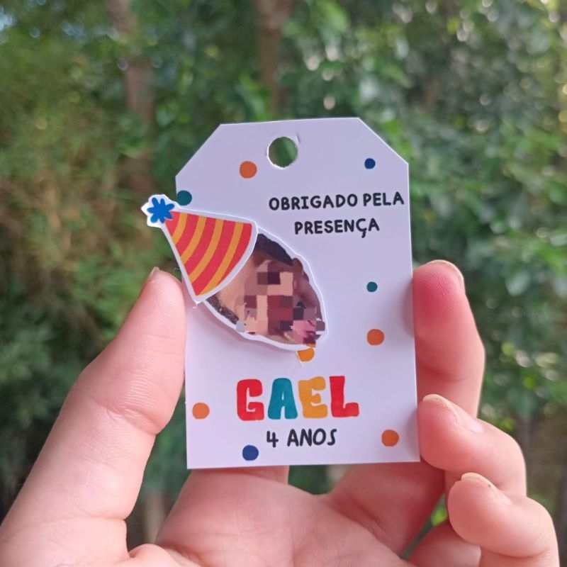 Kit 20 Tag Personalizada com Foto Aniversário Lembrancinha Aniversário Tag personalizada Mesversário