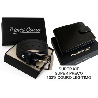 Kit cinto + carteira + porta documentos couro legítimo Completíssimo Natal dia dos pais namorados em Oferta na Shopee