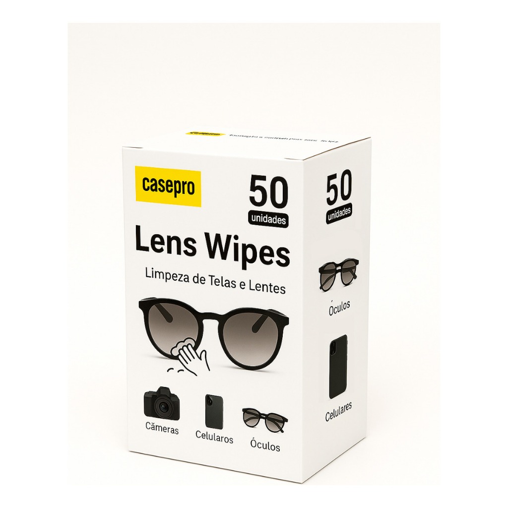 Lens Wipes 50 unidades Lenços Umedecidos Limpeza Óculos Lentes de Câmeras Celulares Embalados Individualmente Casepro em Oferta na Shopee