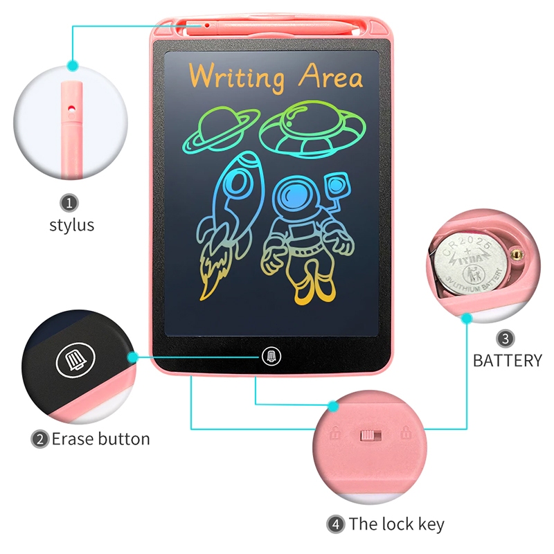 Prancheta De Desenho Para Escrita LCD De 10 Polegadas Crianças , Cor Reutilizável , Tablet , Grafite Eletrônico , Aniver