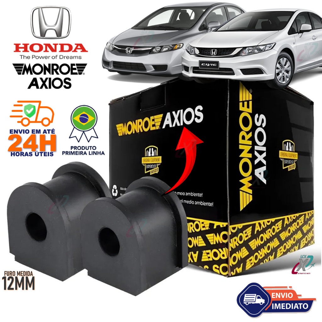 Par Bucha Barra Estabilizadora Traseira Honda New Civic 2008 a 2014 G8 G9 12mm Original AXIOS C/ NFe