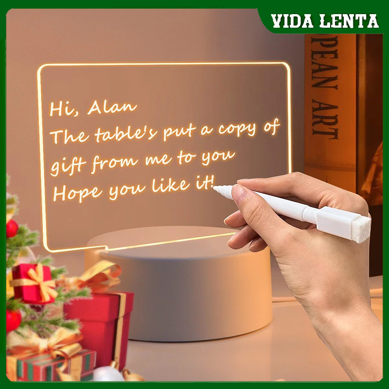 Luminária Lousa 3D para Escrever com Marcador， Led Escrever，Luminária para Escrever em Oferta na Shopee