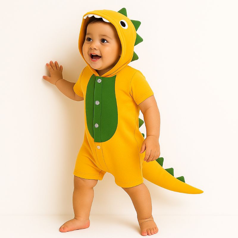 macacão Dinossauro   cores seleção Brasileira personagem infantil menino e menina