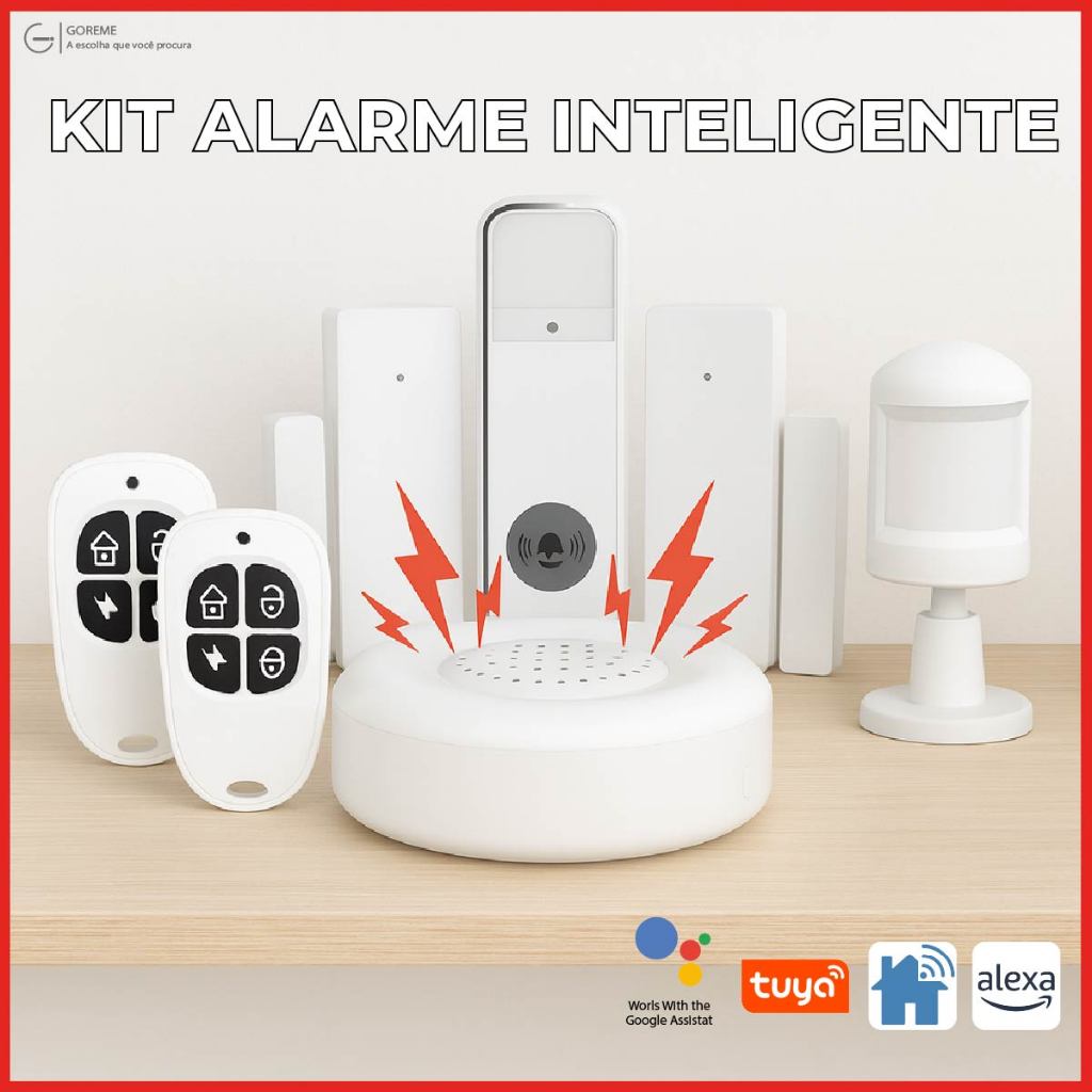 Kit Alarme Inteligente GMART Wi-Fi Via Aplicativo Alexa Tuya Automação Sistema de Alarme Residencial em Oferta na Shopee