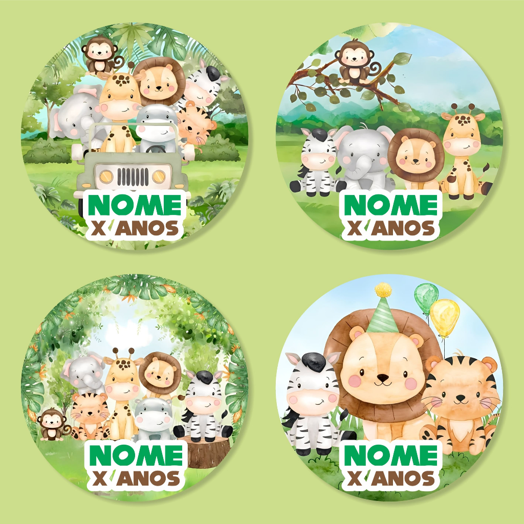 Adesivo 5x5cm Safari – Festa Infantil, Lembrancinha, Animais Safari, Selva em Oferta na Shopee