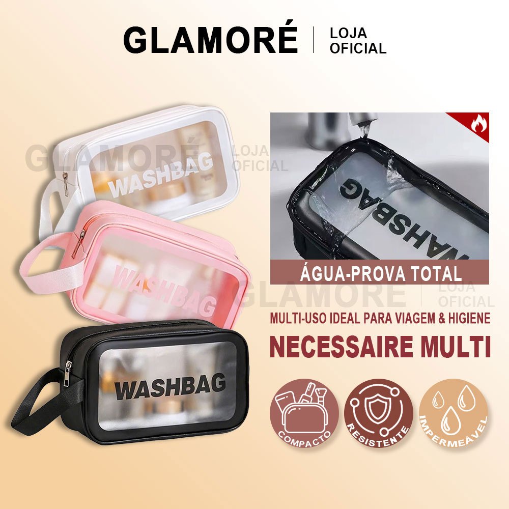 Imagem Necessaire Grande Transparente | Bolsa de Toilete para Viagem e Academia