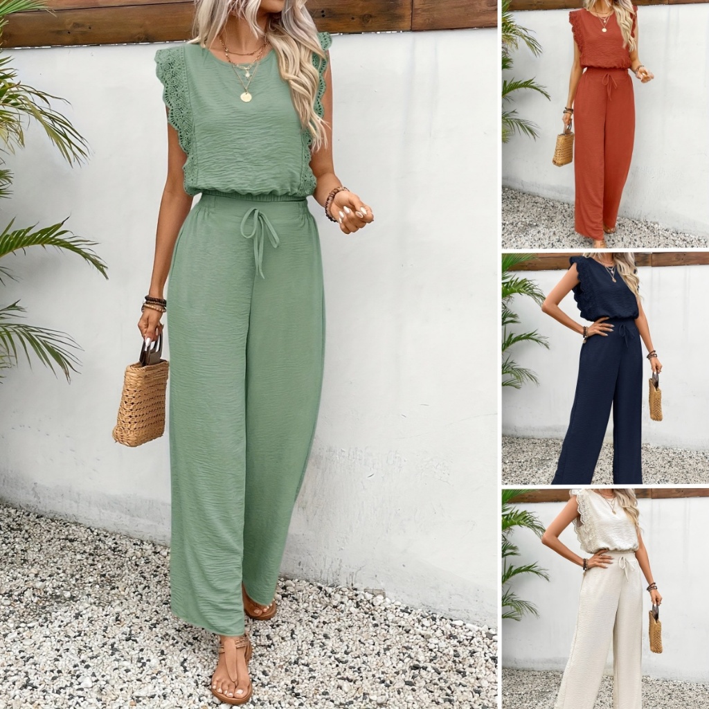 Conjunto De Curtos Com Acabamento Em Renda Exclusivo E Elegante Sem Mangas Para Mulheres em Oferta na Shopee